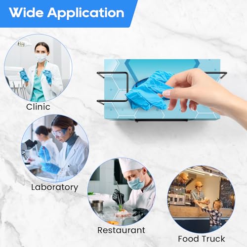 Image of THYGIFTREE Glove Box Holder Wall Mount Dispenser, 4 Pack Metal Rack for Disposable Nitrile, Latex & Vinyl Gloves, Fits 100 & 200 Count Boxes for Kitchen, Garage, Lab, Black