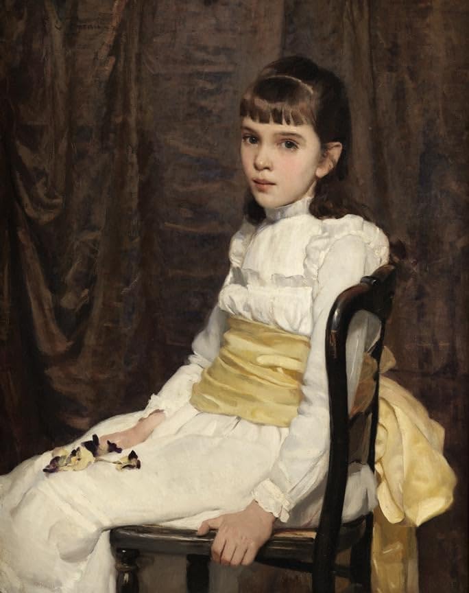 Generisch Cecilia Beaux – Ein kleines Mädchen (Fanny Travis Cochran) (1887) – Leinwanddruck auf Holzrahmen – perfektes Bild für Wanddekoration