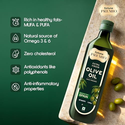 Image of Fortune Premio Cold Pressed Extra Virgin Olive Oil 1L | 100% Pure EVOO | Rich in Antioxidants | Ideal for Salads, Dressing & Light Cooking