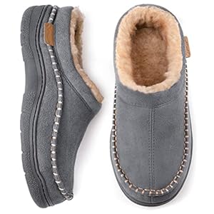 Zigzagger Men’s Fuzzy Moccasin Slippers Indoor/Outdoor Fluffy House Shoes