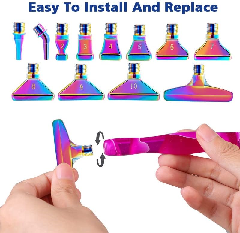 Miniatura 2 de Juego de herramientas de accesorios de bolígrafo de pintura de diamante, 1 bolígrafo de arte de diamante y 12 puntas de rosca de metal colorido,