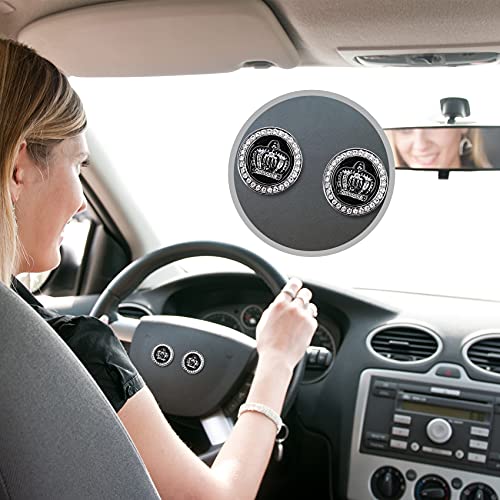 Oiiki 2Pcs 3D Crown Car Emblem Badge Decal, Rhinestones Metal Crown Emblems Badges Bumper Stickers, Men Women Automotive Exterior Accessories For Auto Suv Truck Motorcycle (Black&Silver) #TOP4
