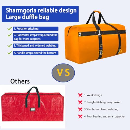 XL Foldable Duffle Bag Large Sports Gear Duffel Bags for Travel Camping Moving and More (Orange 150L)2