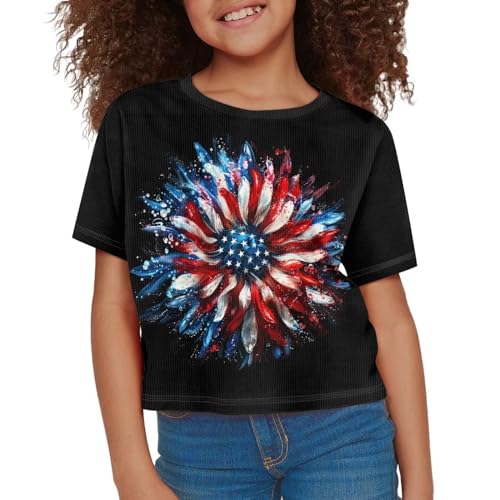 Image of Kids Crop Top Short Sleeve T-Shirts for Girls Size 5-14