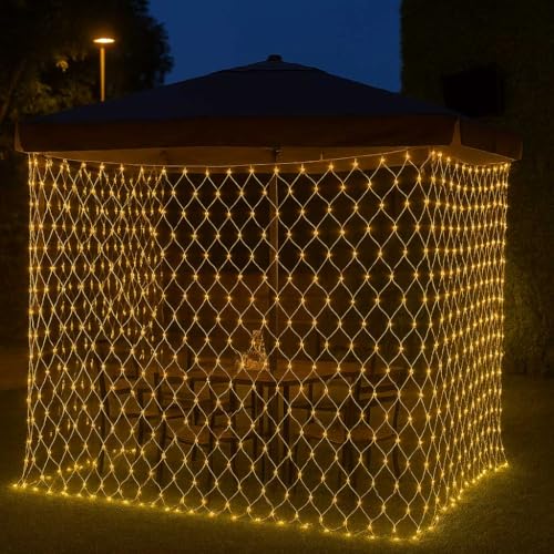Tenda Luminosa LED 216 Luci 3x2m IP44 per Esterno e Interno – Rete Decorativa con 8 Modalità, Timer e Memoria, Prolungabile fino a 4 Reti – Ideale per Gazebo, Giardino, Terrazza, Feste e Natale