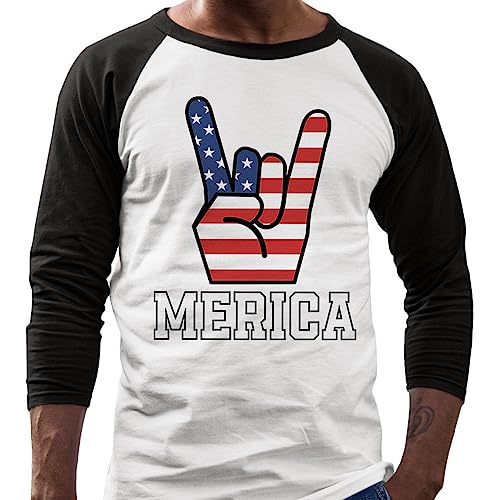 Rock America Camiseta de Béisbol con Mangas Raglán Tres Cuartos Unisex miniatura 2