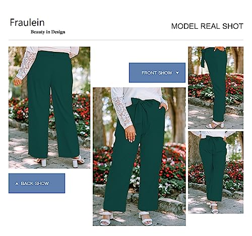 Image of FRAULEIN Women's Western Stylish Trousers Relax Fitting Belted Wide Leg [S - 5XL] Size Pants