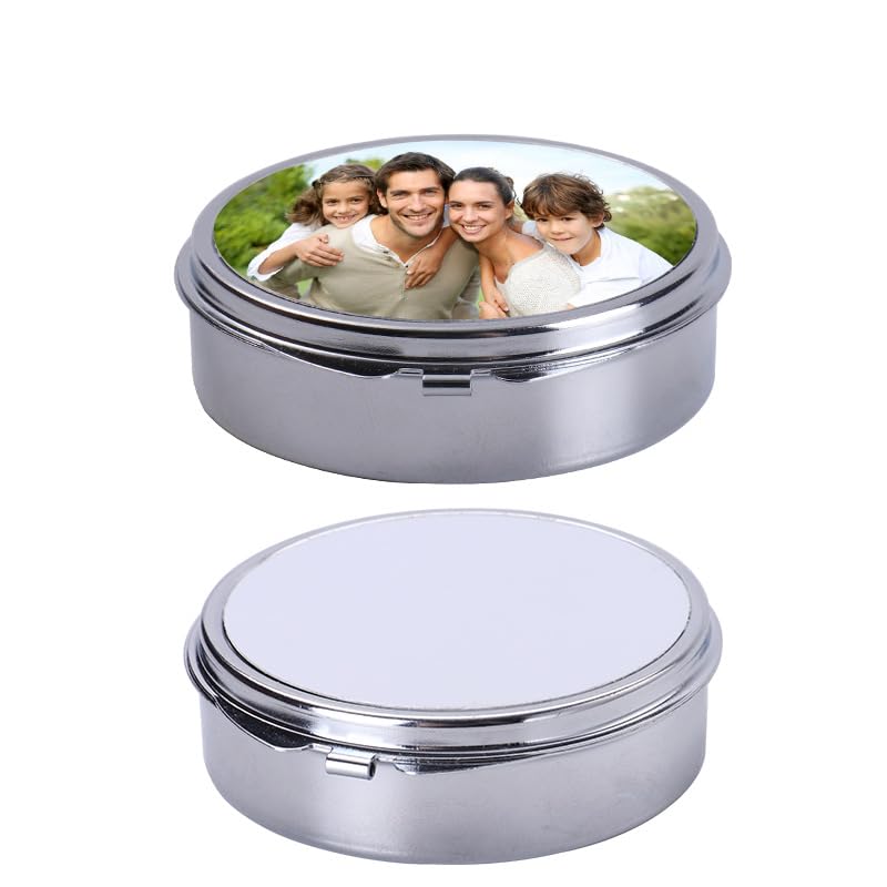 20pieces Sublimation Blank Metal Round Pill Box 3 Compartment Medicine Pill Case Portable Pocket Purse Pill Box Decorative