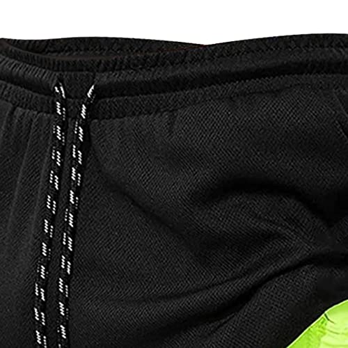Short de Corrida Masculino 2 em 1 para Leve para Academia com Bolsos Forrados, eu, Preto