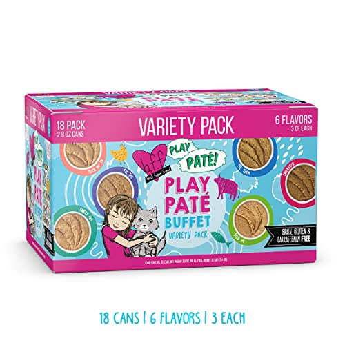 B.f.f. Play - Best Feline Friend Paté Lovers, Aw Yeah!, Blue Paté Buffet Variety Pack, 2.8Oz Can (Pack Of 18) #TOP1