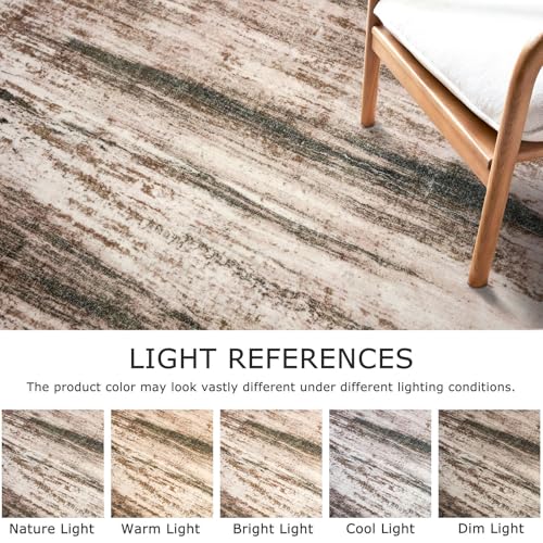 KOZYFLY Area Rug 3x5 Modern Ombre Living Room Rug, Washable Rugs for Bedroom Non-Slip Soft Stain Resistant Striped, Print Distressed Blush Brown Abstract Carpet for Living/Laundry/Kid Room