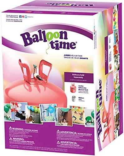 Balloon Time Disposable Helium Tank 14.9 cu.ft - 12 Silver Balloon Weights + Curling Ribbon and Flower Clips