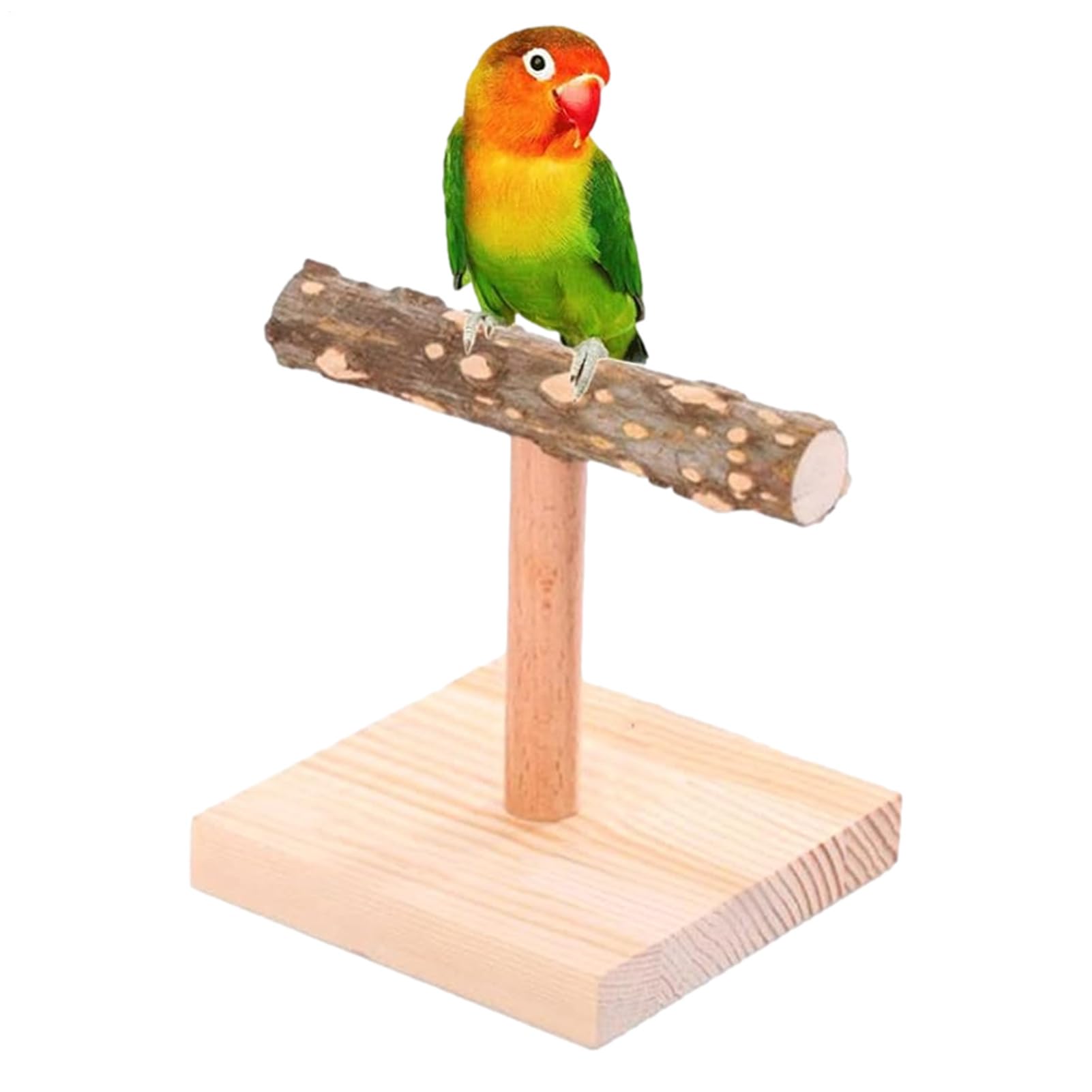 Natural Living Perch - Perch Wood Stand | Bird platfom T Shape Parrot Stand | Bird Exercise Toy Table Top Birds Perches For Parrots, Budgerigars, Love Birds, Cockatiels, Peonies, Carps, Macaws