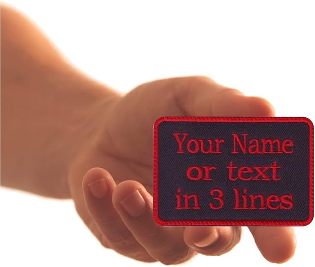 Personalised 3 Line, Custom Embroidered, Biker, Name Tag, PATCH Iron on or Sew on, 4" wide x 2" inch tall