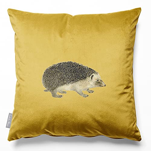Izabela Peters Eco-Friendly Velvet Cushions - Filled, 45 cm, Hedgehog - Mustard, Chair & Sofa Cushions