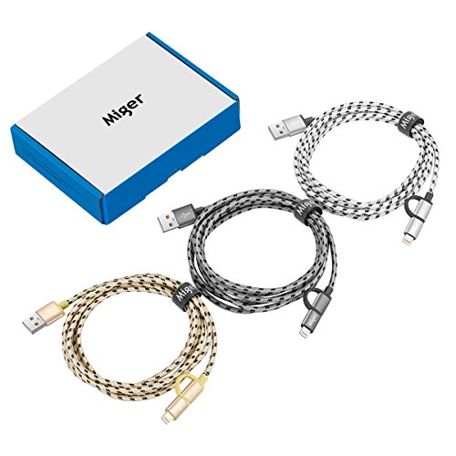 Multi Charging Cable 6.5Ft/2M Mfi Certified 2Pack Usb A To Lightning/Micro Usb Cables 2 In 1 Nylon Braided Charge And Sync Charger Cord For Iphone, Ipad/Ipod, Huawei, Nexus, Nokia, Sony, Htc & More #TOP6