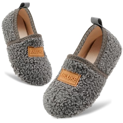 Image of ANLUKE Kids Toddler Slippers Boys Girls Indoor House Shoes Non-Slip Slippers Socks Outdoor Warm Walking Shoes