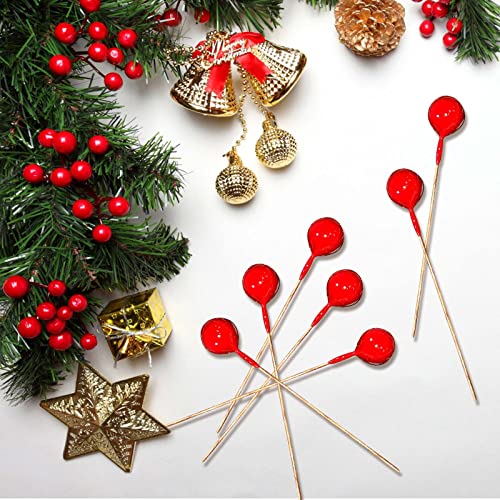 Stones And Crystals For Jewelry Making 100Pcs Mini 1" Artificial Christmas Red Berries With Branch Bubble Simulation Fruit For Floral Arrangements Fruit Decorations Stones For Jewelry (Red, One Size) #TOP3