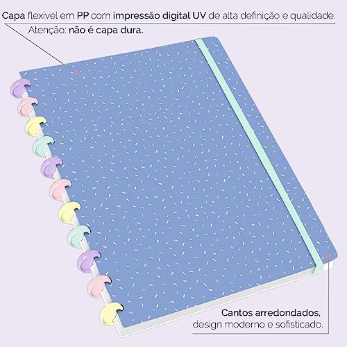 Caderno Disco ISCOOL Inteligente G Sweet Confete Azul