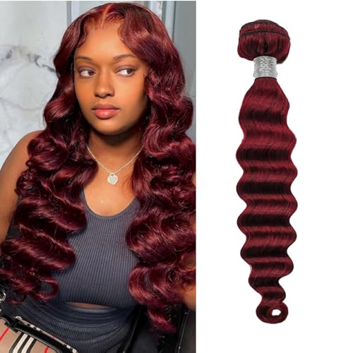 99j Burgundy Loose Deep Wave Bundles Human Hair...