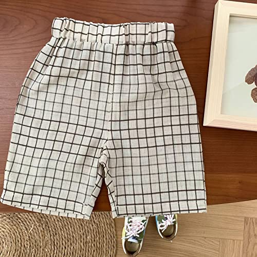 Children's Summer Plaid Five Point Casual Pants Boy's Waist Stretch Casual Going Out for 0 to 6 Cat and Toddler Clothes2