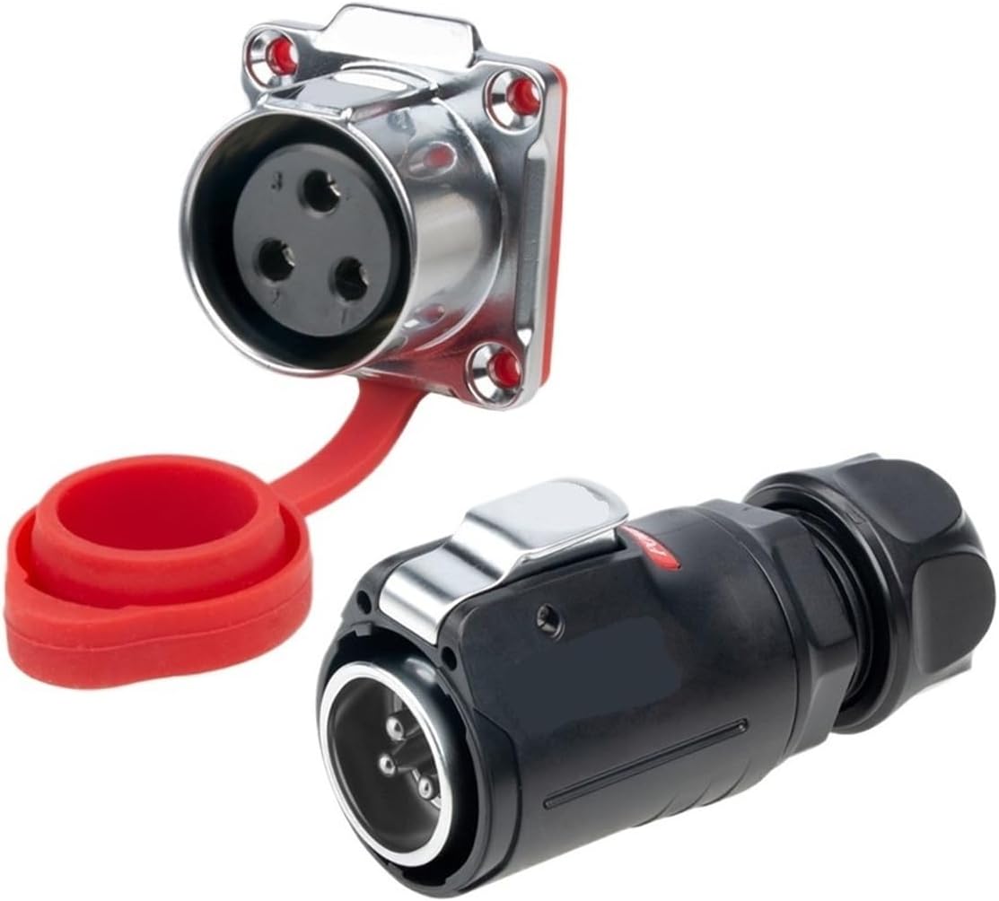 45A Waterproof Electrical Wire Connector M24 3pin Quick Release Butt Plug Panel Mount Socket Welding Pin(Flange Set)