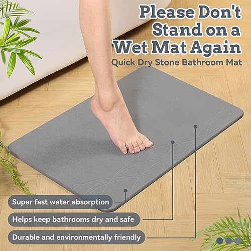NAYAHOSE Stone Bath Mat, Diatomaceous Earth Shower Mat, Non-Slip Super Absorbent Quick Drying Bathroom Floor Mat - Image 4