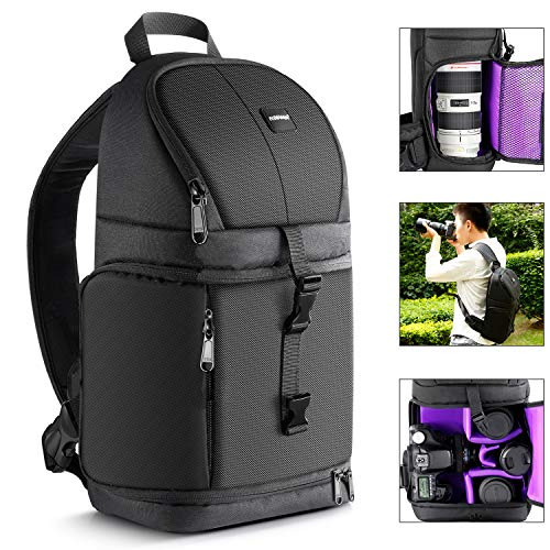 Neewer Professional Sling Camera Storage Bag Durable Waterproof And Tear Proof Black Carrying Backpack Case For Dslr Camera, Lens & Accessories Nw-Xjb02S (Purple Interior) #TOP6