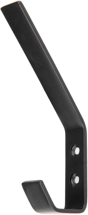 Amazon Basics Wall Mounted Modern Metal Coat Hooks - Flat Black, 5-Pack