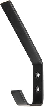 Amazon Basics Wall Mounted Modern Metal Drywall Coat Hooks - Flat Black, 5-Pack
