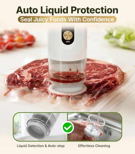 Image of Handheld Vacuum Sealer for Food, Compact Cordless Sealer, 30 Reusable Bags