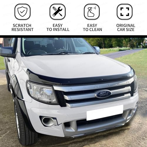JHCHAN Bonnet Guard for Ford Ranger Accessories 2012-2015, T6 -Ford Ranger Wildtrak Limited XLT XL Hood Protector Car Wind Stone Bug Deflector Shield Bugshield - Image 2