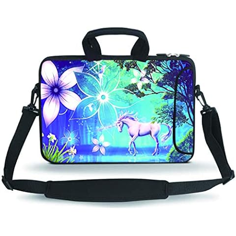 RUYIDAY 11 11.6 12 12.5 13 inch laptop/Chromebook/Ultrabook/MacBook Pro Air Notebook PC Messenger Bag Tablet Travel Case Neoprene Handle Sleeve with Shoulder (Cool Unicorn) Cover