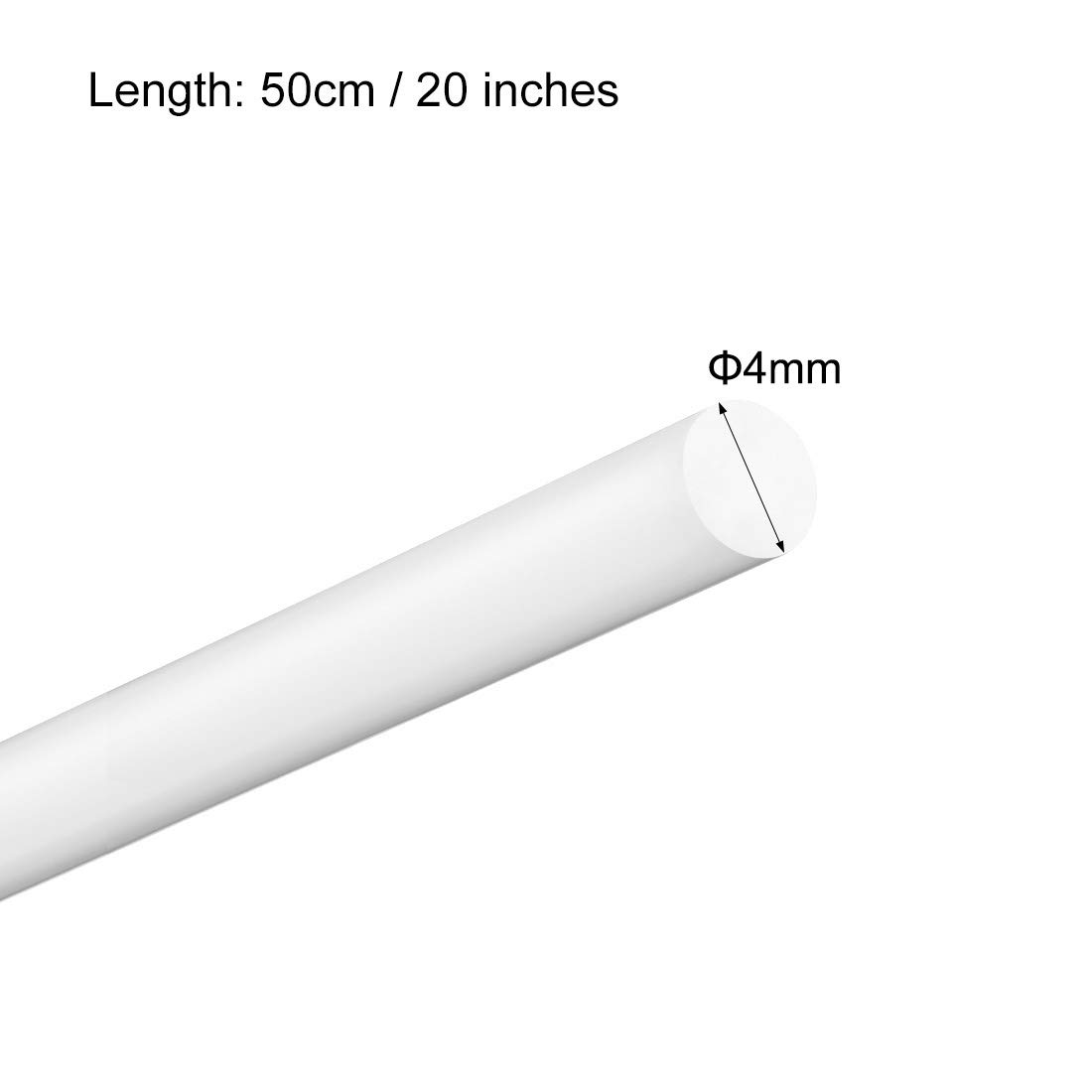 uxcell Lot de 3 tiges rondes en plastique de 4,5 mm de diamètre et 50,8 cm de longueur Blanc (POM)