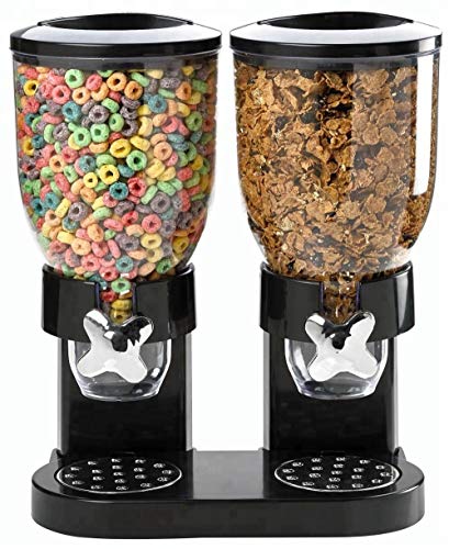 Cereal Dispenser and Dry Food Dispenser, Double Food Storage with airtight Dual Control Container and Organizer, Large Capacity-7 Liter