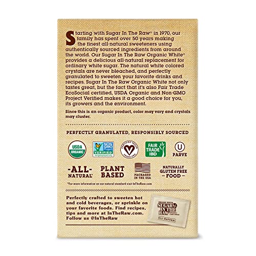 Sugar In The Raw Organic Granulated White Premium Cane Sugar, No Added Flavors Or Erythritol, Pure Natural Sweetener, Hot & Cold Drinks, Coffee, Tea, Vegan, Gluten-Free, Non-Gmo, Bulk Sugar, 250 Ct Packets (2-Pack) #TOP1