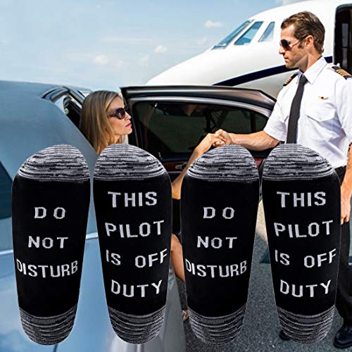 LEVLO Pilot Gift Pilot Off Duty Socks Do Not Disturb This Pilot is Off Duty Cotton Socks Funny Pilot Quote Socks for Men4