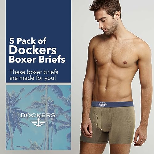 DOCKERS Mens Boxer Briefs Breathable Cotton Underwear for Men Pack of 52