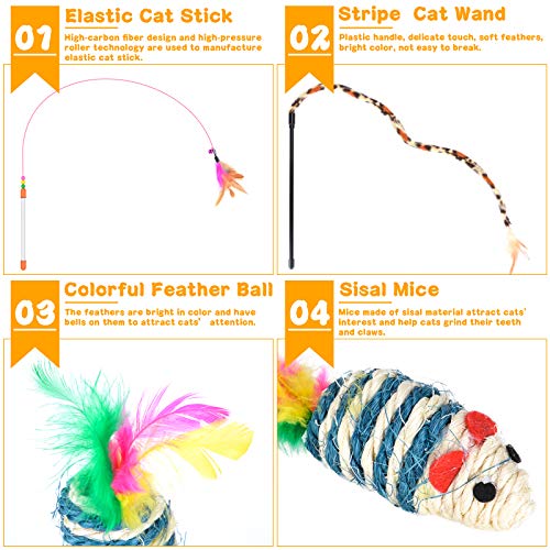 Qoosea 24Pcs Cat Toys Set Interactive Kitten Toys For Indoor Cats Catnip Toy Kitten Feather Wand Cat Tunnel, Cat Springs, Mice And Bells Toys, Cat Wand Toy For Cat Kitten #TOP3