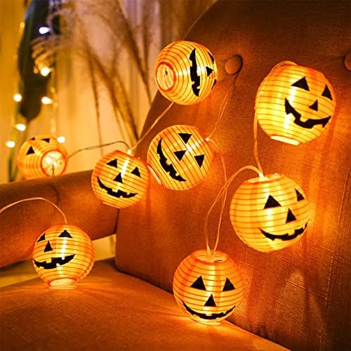 Jsdoin Halloween Lights,Lantern Pumpkin Halloween Decorations Fairy Lights 1.5M 10 Led Pumpkin Lanterns Battery Powered String Lights
