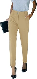 Metietila Women's Casual Work Pants Elastic Waist Stretch Dress Pant Trousers for Office Work Business