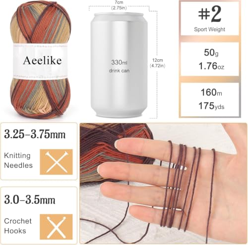 Image of Aeelike Beginner Crochet Kit for Adults, Crochets Set w Ombre Cotton Yarn & Step-by-Step Video Tutorials, Boho Coverup Sweater Mesh Top for Women Ideal DIY Gift Crochet Kit for Beginners,Boho Brown