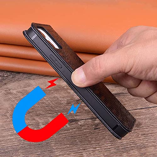 Étui pour iPhone 13 cuir véritable antichoc housse folio aimantée - 3