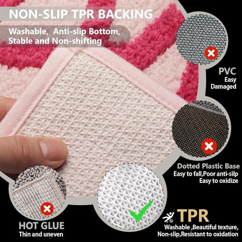 Image of KOEXM Get Naked Bath Mat 18 inch x 47 inch Pink Long Runner Mat for Bathroom Non Slip Absorbent Machine Washable Bathroom Rug