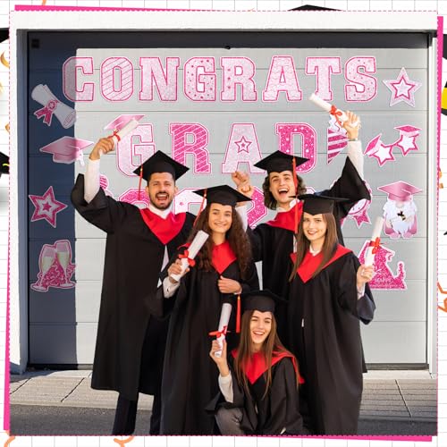Image of Landhoow 30 Pcs Graduation Car Magnets 2026 Senior Graduation Car Decoration Bumper Sticker Congrats Grad Magnet Magnetic Refrigerator Decal for Grad Parade Party Supplies(Pink, Hot Pink)