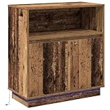 Avec porte Tomostar Buffet avec LED, Meuble de Rangement Armoire de Cuisine avec LED Bois Ancien 71 x 34.5 x 75 cm Bois d\'ingénierie