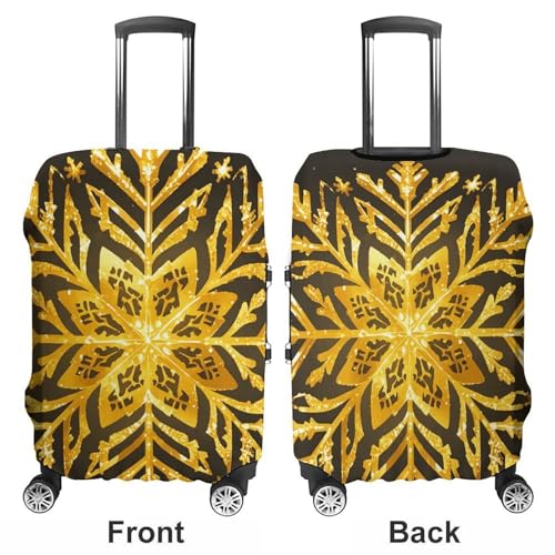Travel Luggage Cover Elastic Suitcase Protector Anti-Scratch Washable Golden Christmas Snowflakes Luggage Sleeve Tsa Approved Carry on Covers Baggage Cover Fits 18-32 Inch Luggages3