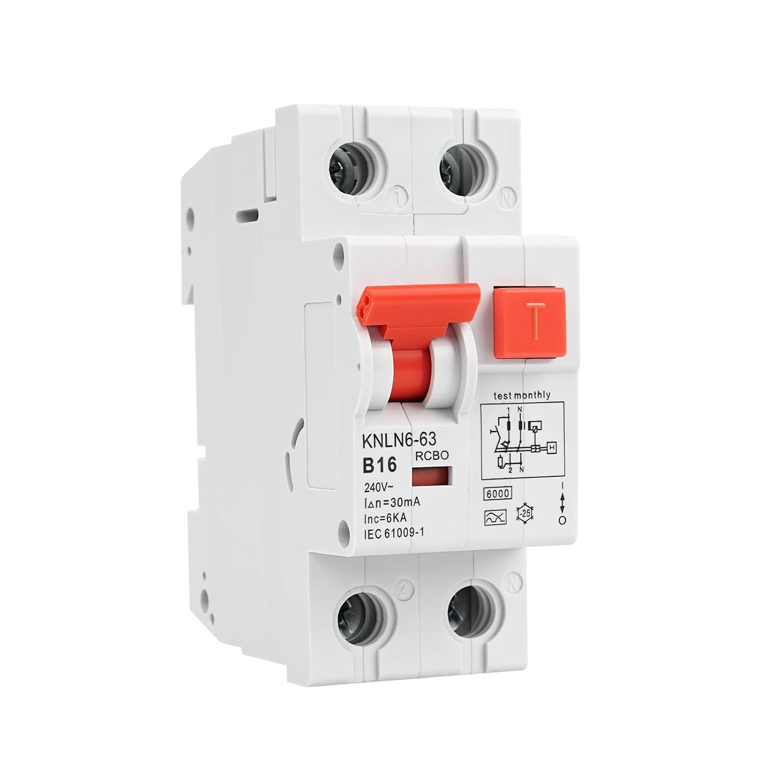 Автоматичний вимикач Fi 16A 30mA тип A 1P+N B16 RCBO крива B fi ls вимикач 2-полюсний 16 A 0.03 A 6 кА диференціальний автоматични