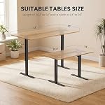HUANUO Electric Standing Desk Frame,4 Memory Height Settings Height Adjustable Table Legs, Sit Stand Desk Frame Up to 47.2", Ergonomic Adjustable Desk Base Workstation, Black Frame Only