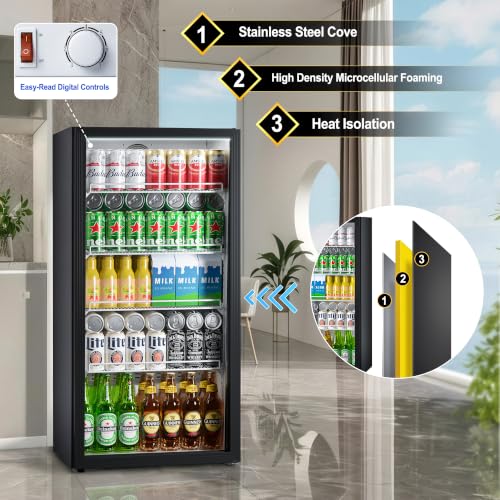 Image of 7.8 Cu.ft Commercial Display Refrigerator with Glass Door,Beverage Refrigerators with LED Light and Shelves